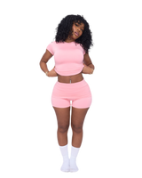 SEAMLESS MINI FOLD OVER SHORTS (PINK)