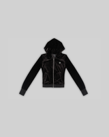 VELOUR PLUSH TRACKSUIT JACKET WITH FUR (BLACK) thumbnail 4