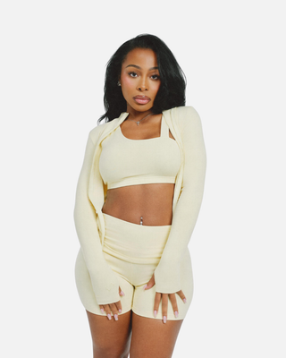 BASICS SEAMLESS MINI FOLDOVER SHORTS (BUTTER)