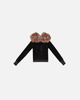 VELOUR PLUSH TRACKSUIT JACKET WITH FUR (BLACK)