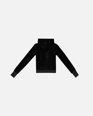 VELOUR PLUSH TRACKSUIT JACKET WITH FUR (BLACK)