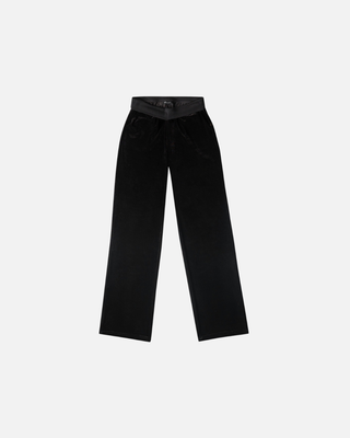 VELOUR PLUSH TRACKSUIT JOGGERS - BLACK