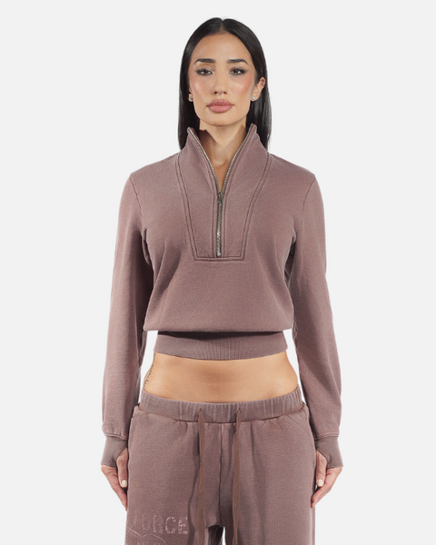 QUARTER ZIP AIR-FORCE PULLOVER (BROWN)