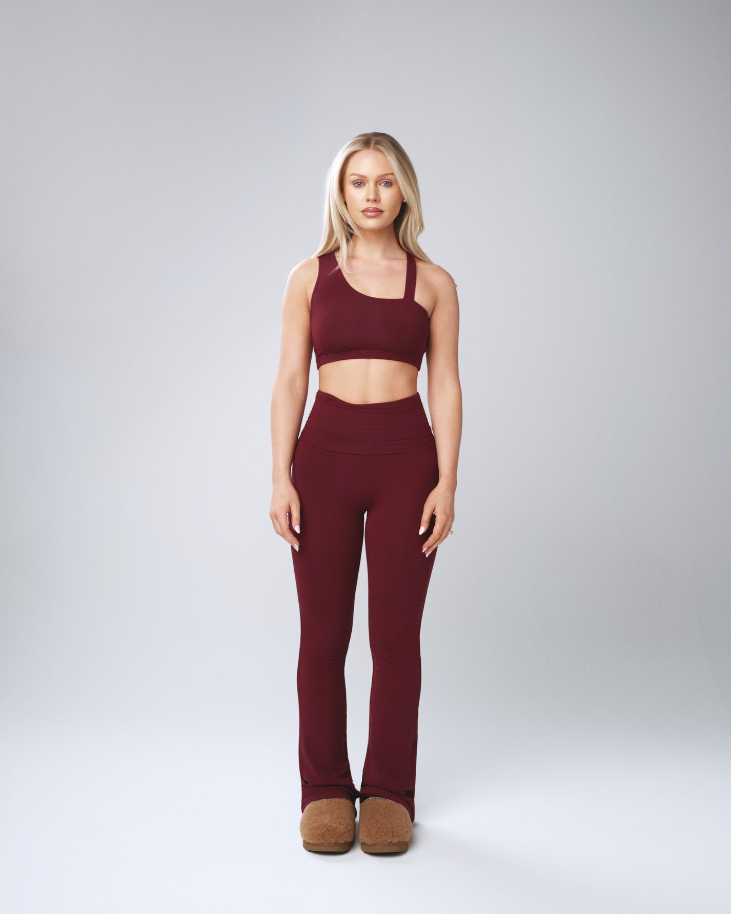 ASYMMETRICAL LOUNGE BRA TOP (BURGUNDY)