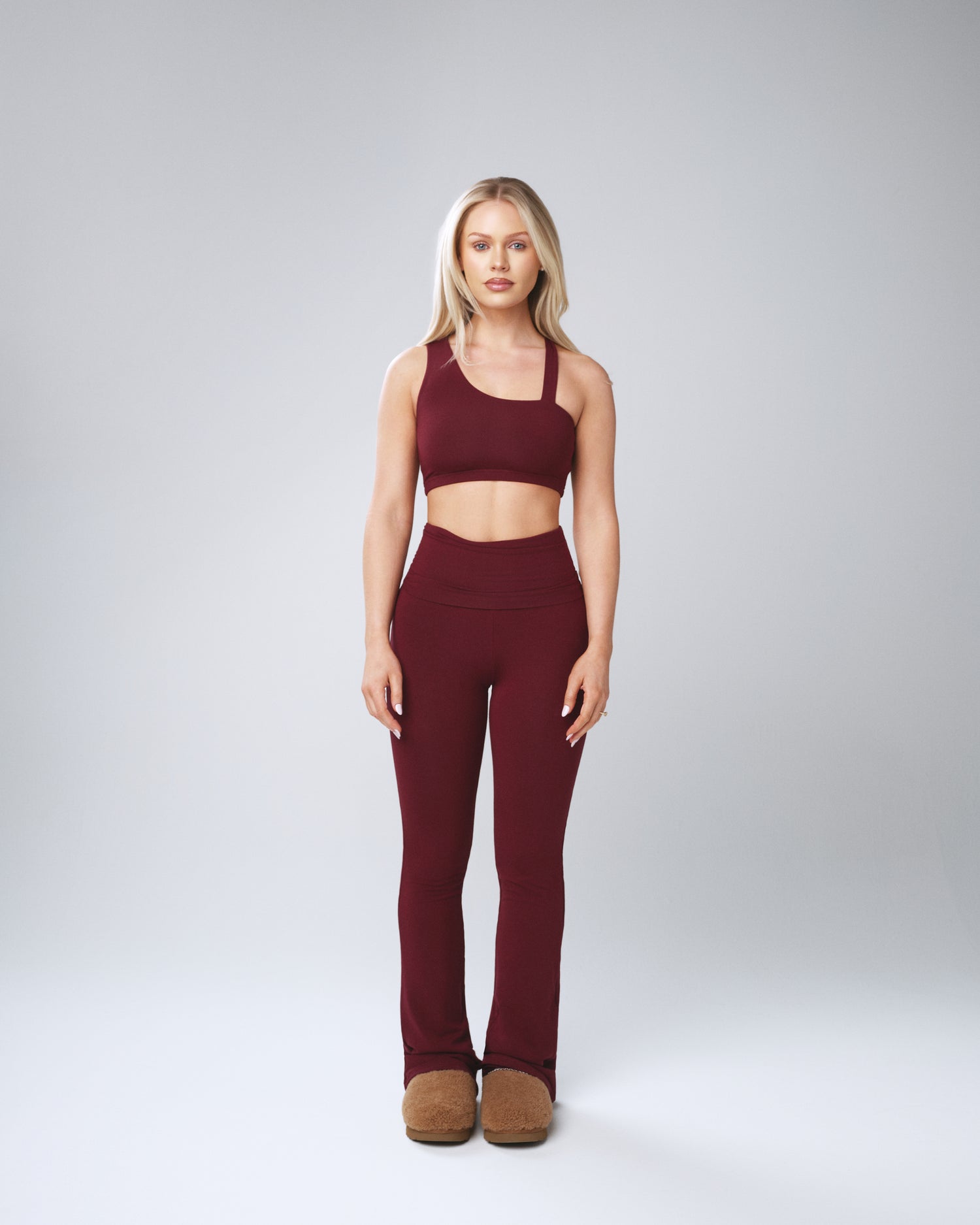 ASYMMETRICAL LOUNGE BRA TOP (BURGUNDY)