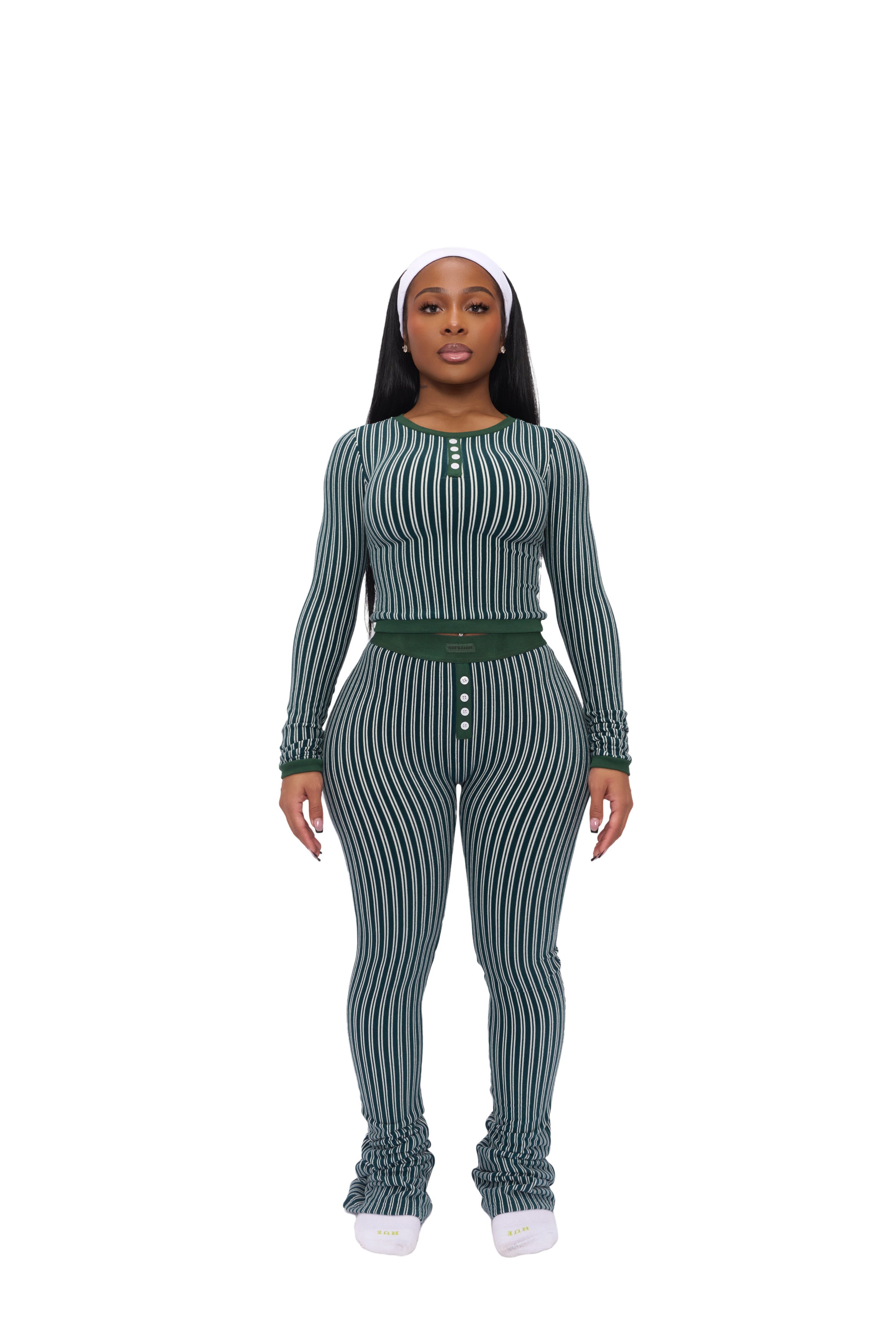 STRIPED THERMAL TOP (GREEN)