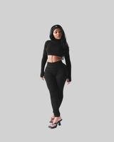 BASICS RIBBED LEGGINGS (BLACK) thumbnail 2