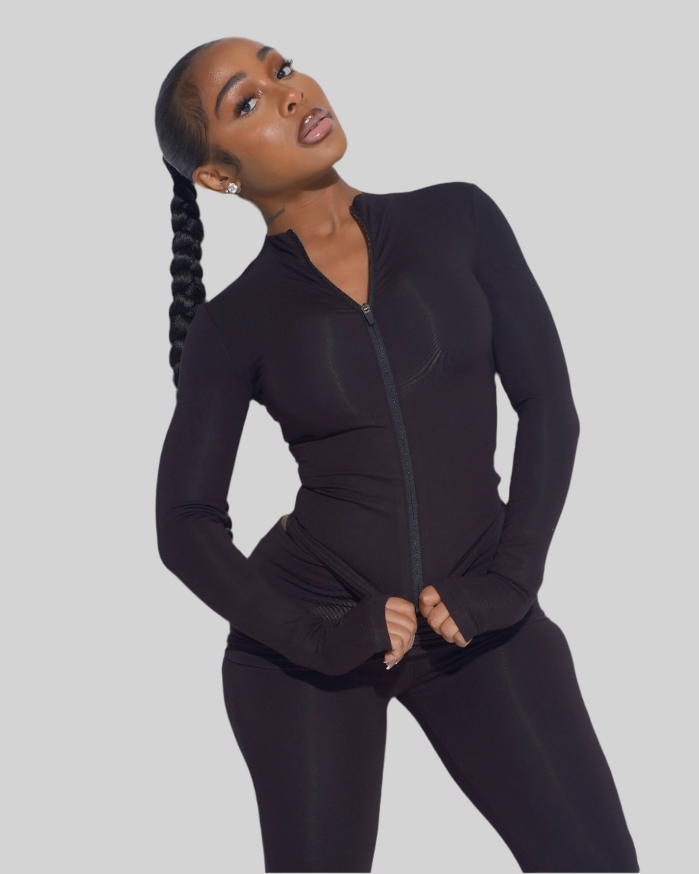 SEAMLESS ZIP UP JACKET (BLACK) [FINAL SALE]