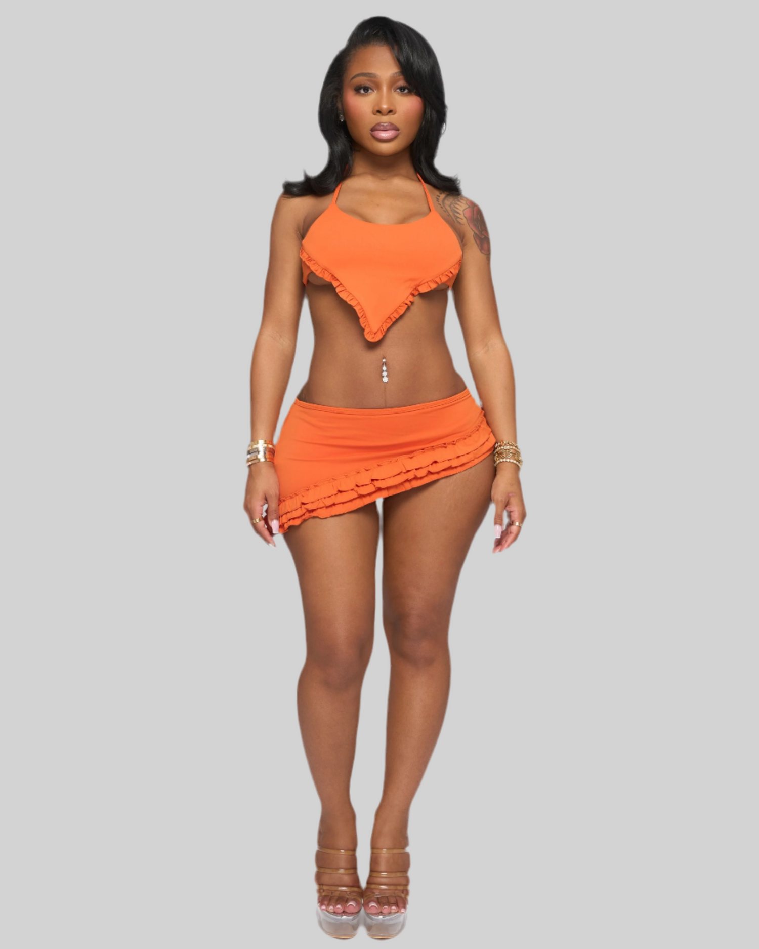 FRILL ME KINI TOP (BURNT ORANGE)