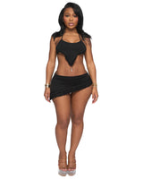 COVER UP FRILL MINI SKIRT (BLACK)