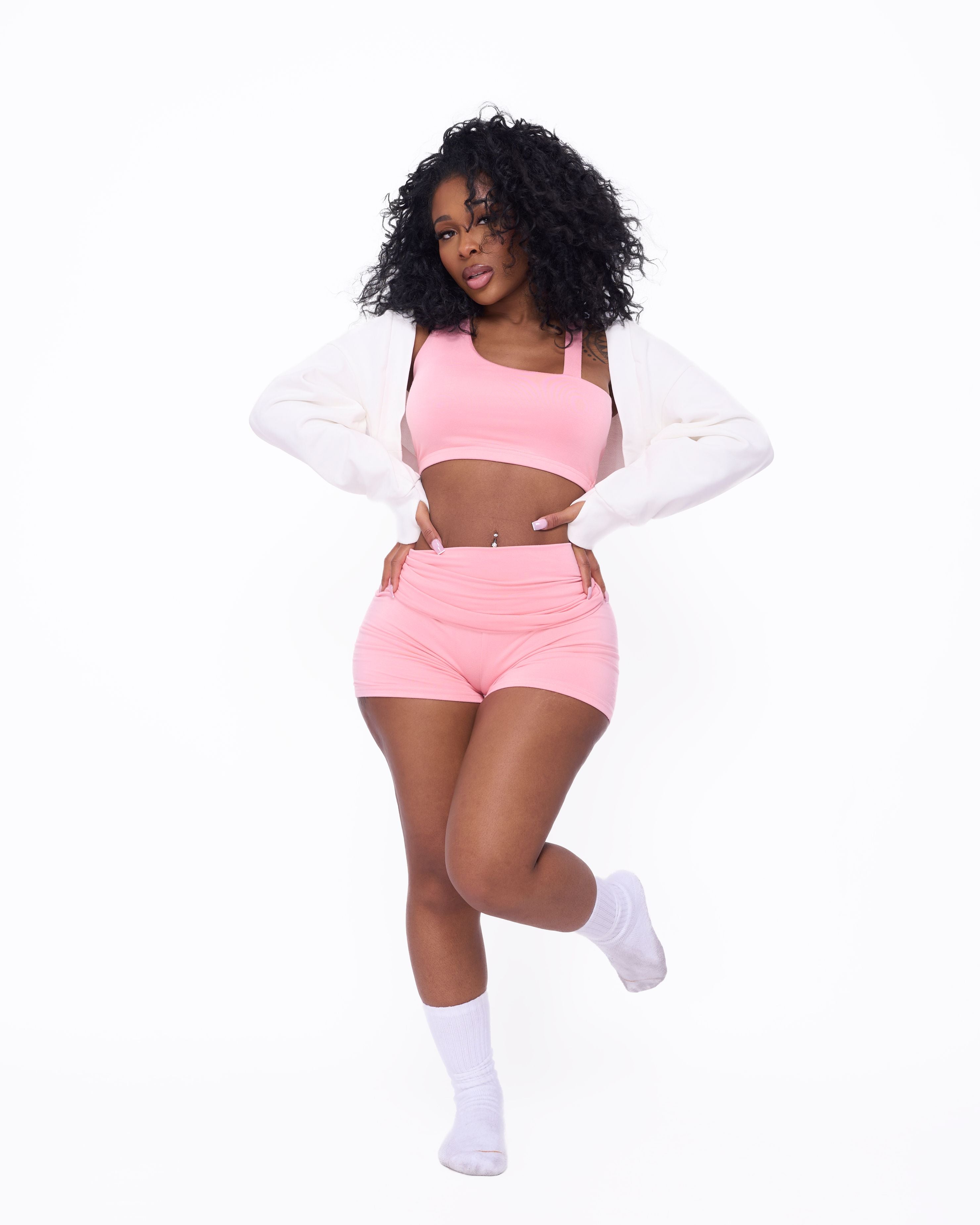 OVERSIZED CROPPED GYM SHRUG (WHITE)