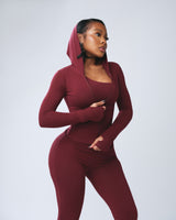 SEAMLESS ZIP UP JACKET (BURGUNDY) thumbnail 1