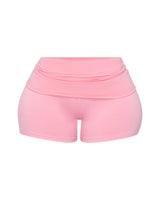 SEAMLESS MINI FOLD OVER SHORTS (PINK)