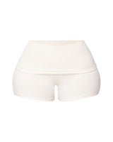 SEAMLESS MINI FOLD OVER SHORTS (WHITE)