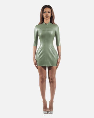 [PRE-ORDER] SURPLUS MINI LATEX ZIP DRESS (ARMY GREEN)