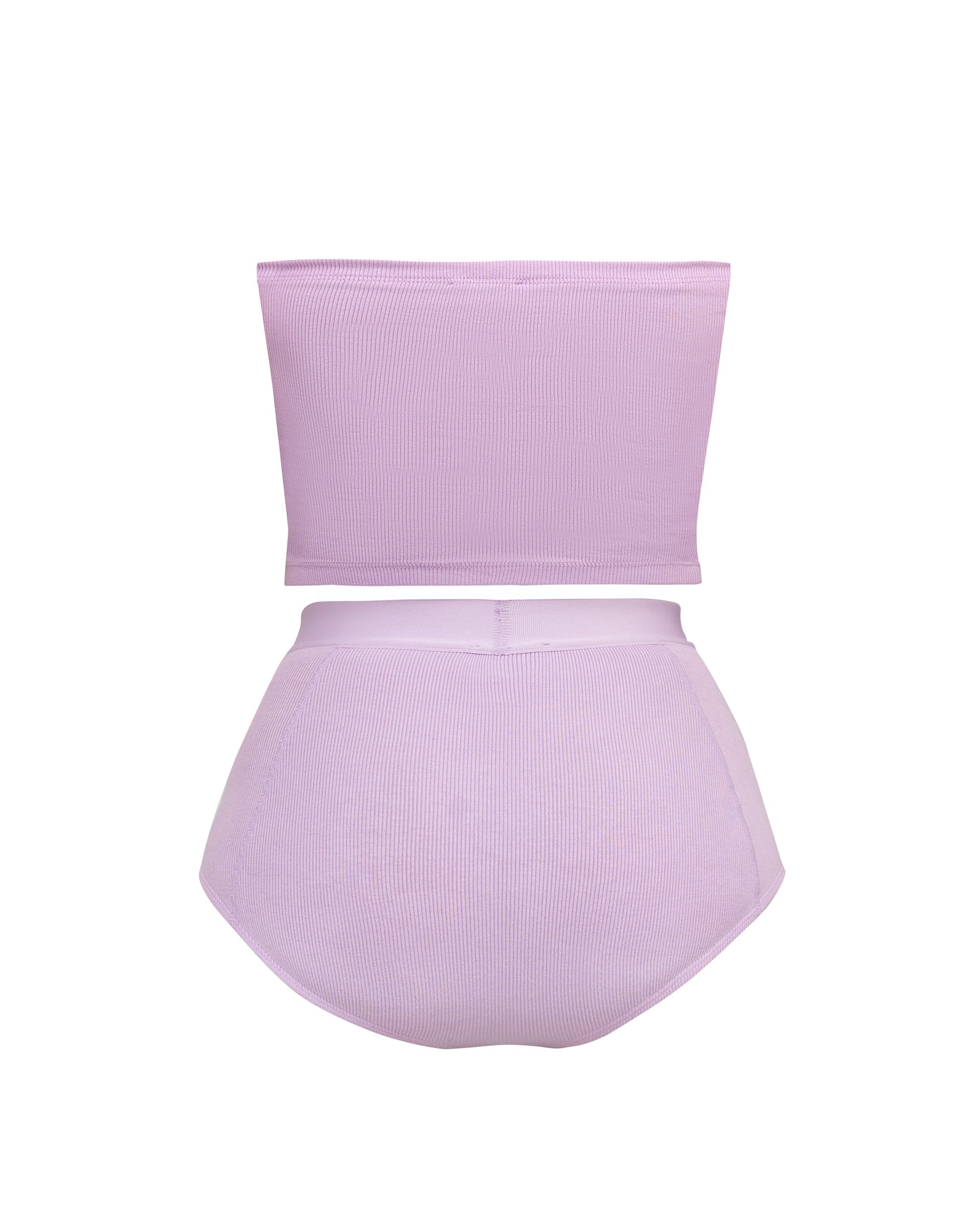 RIBBED BANDEAU TOP AND BRIEFS SET