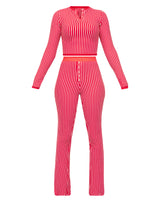 STRIPED THERMAL FLARE PANTS